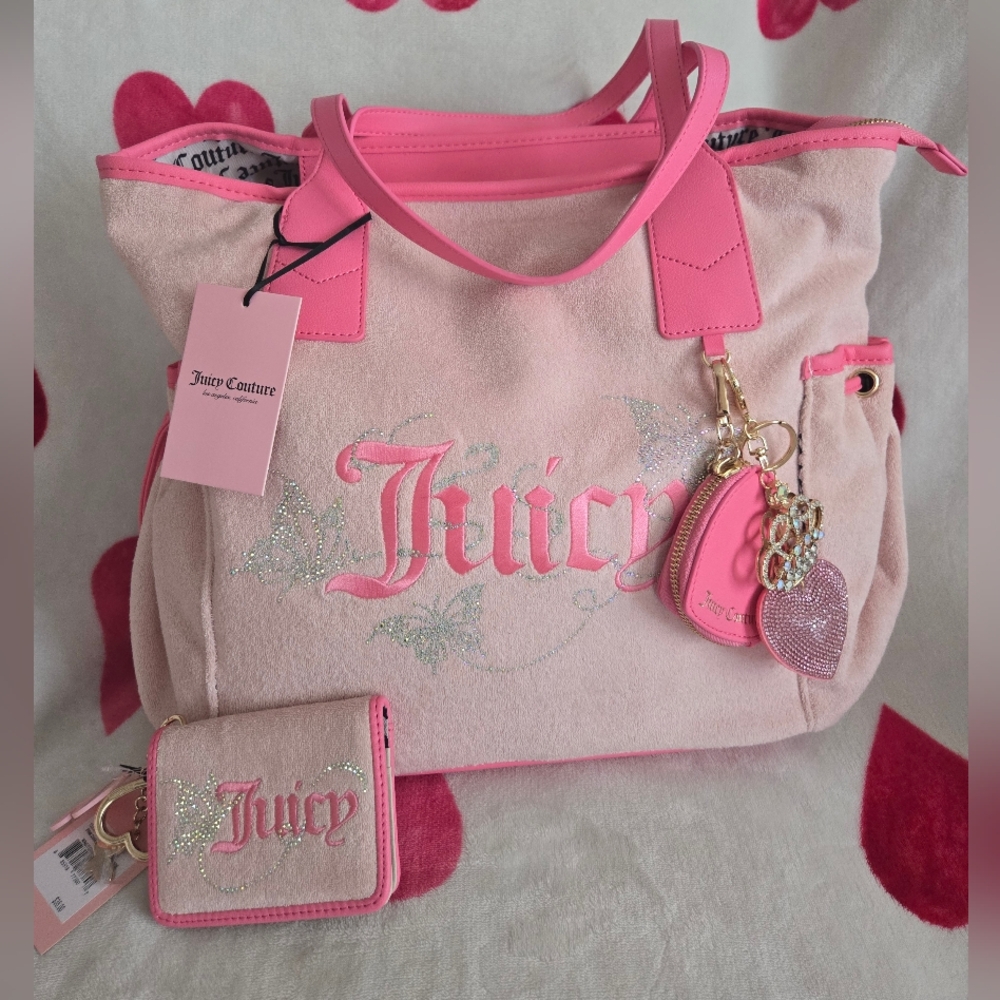 🚫SOLD Juicy Couture Pink WING It Tote Amd Wallet-Pink Diamond